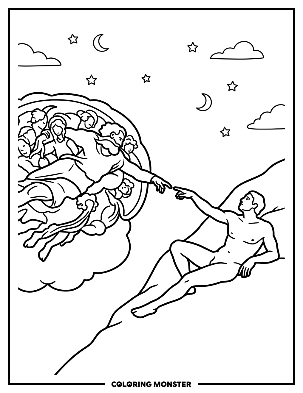 Creation of Adam Coloring Page