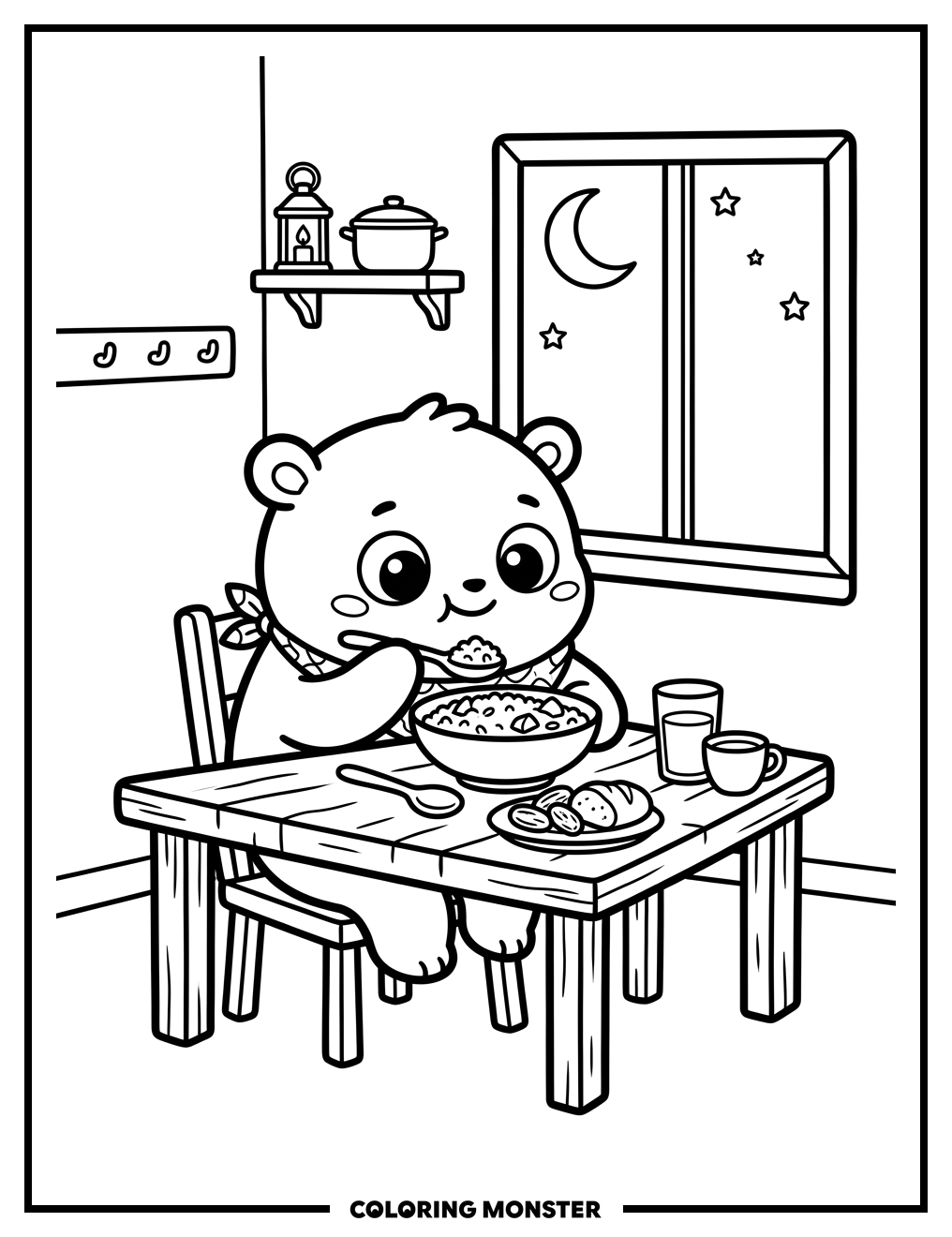 Creature Eating Sahur Meal Coloring Page
