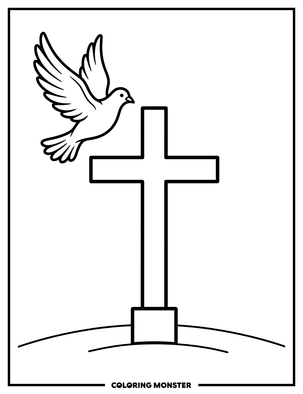 Cross and Dove Coloring Page