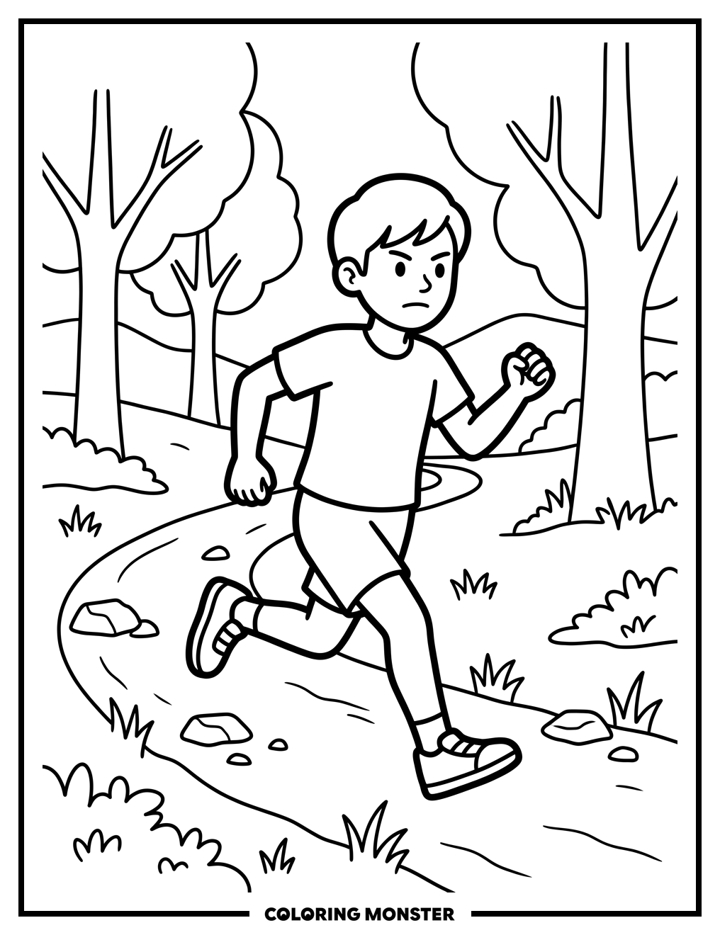 Cross Country Runner in Mid-Stride Coloring Page