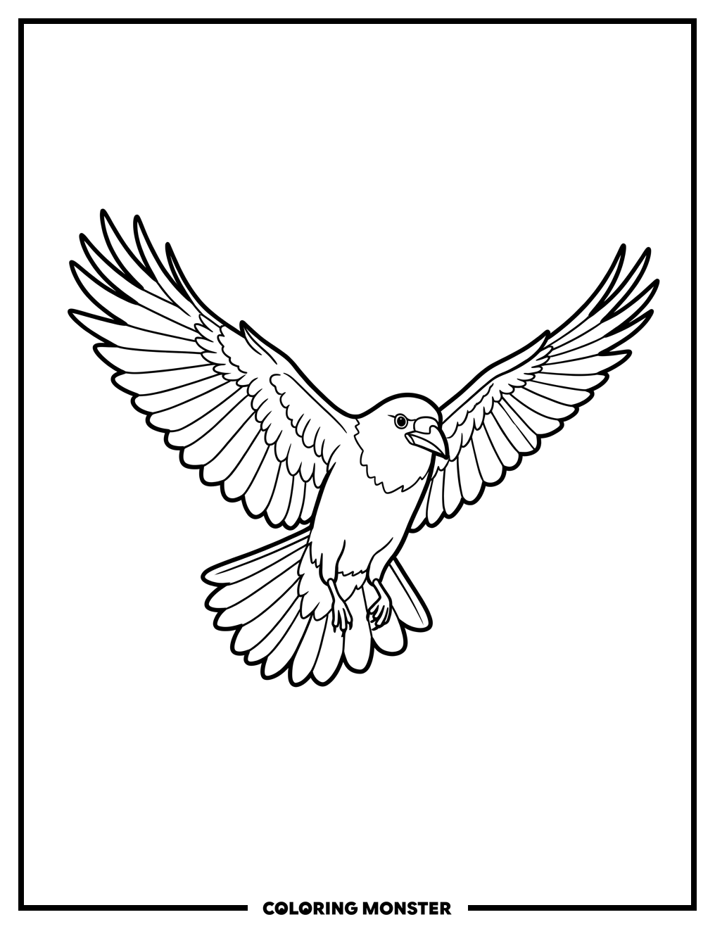 Crow In Flight Coloring Page