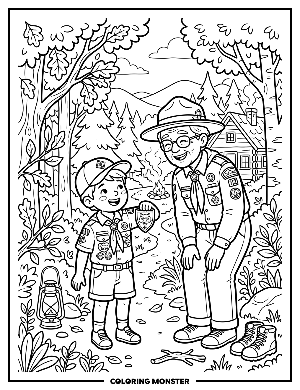 Cub Scout Earning A Badge Coloring Page