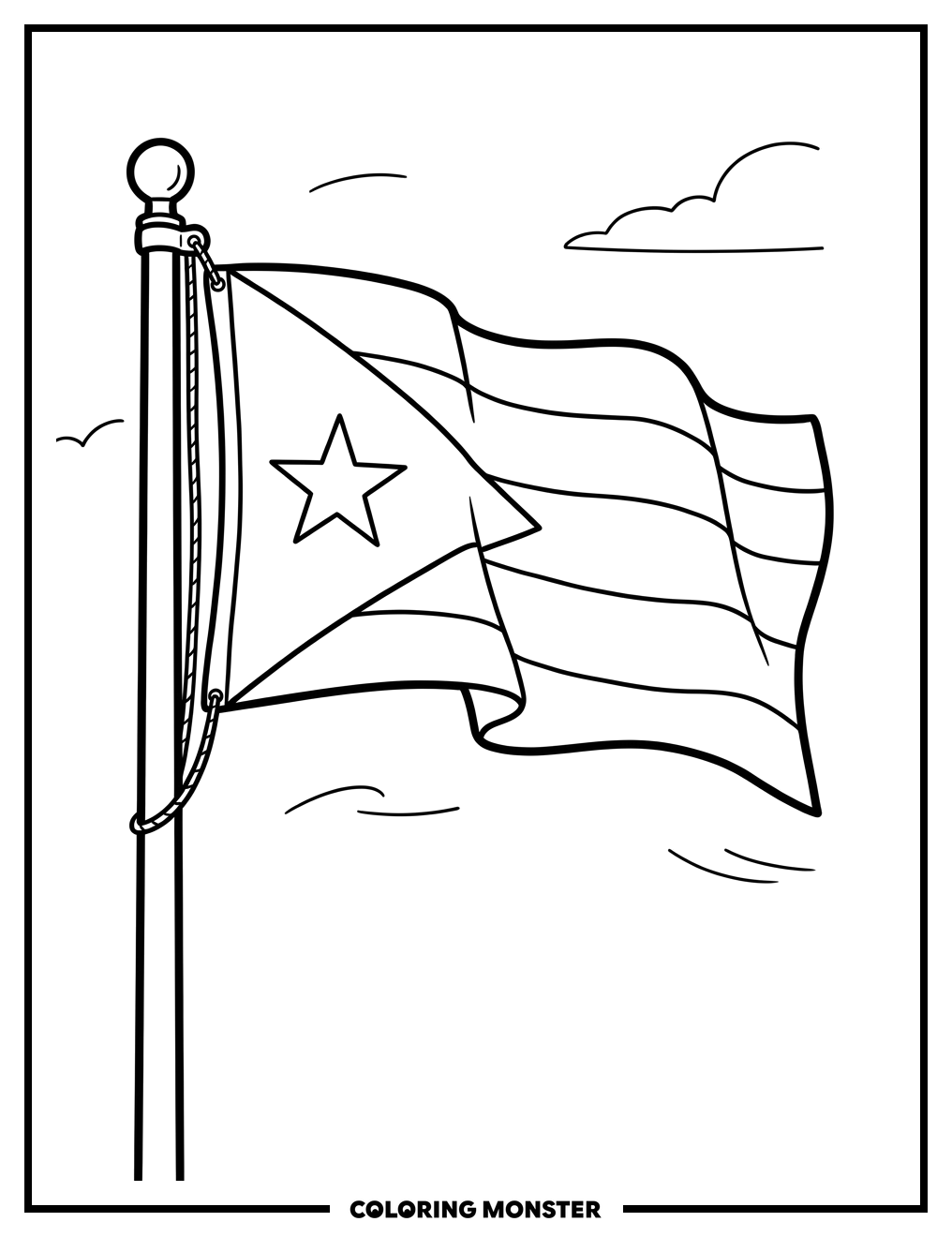 Cuban Flag Waving Coloring Page