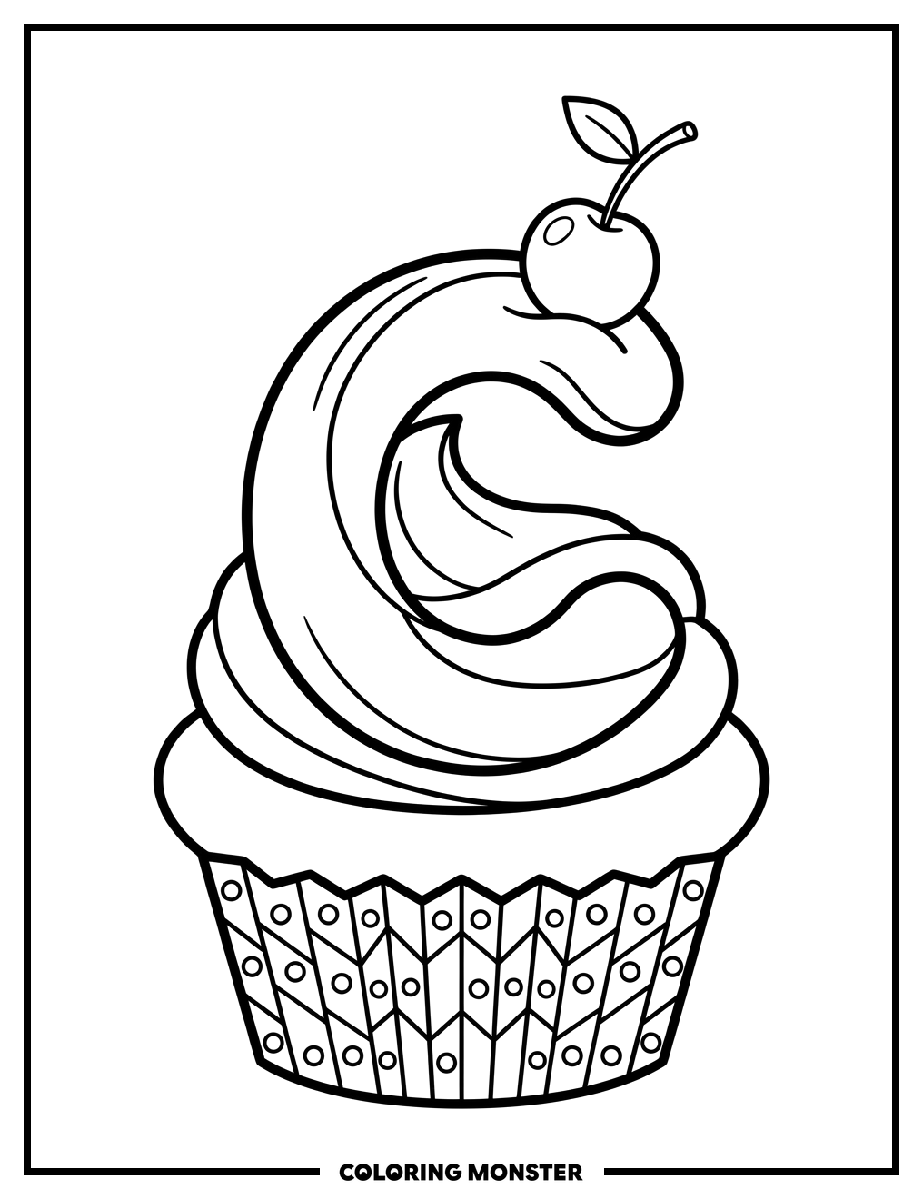Cupcake With Letter C Frosting Coloring Page