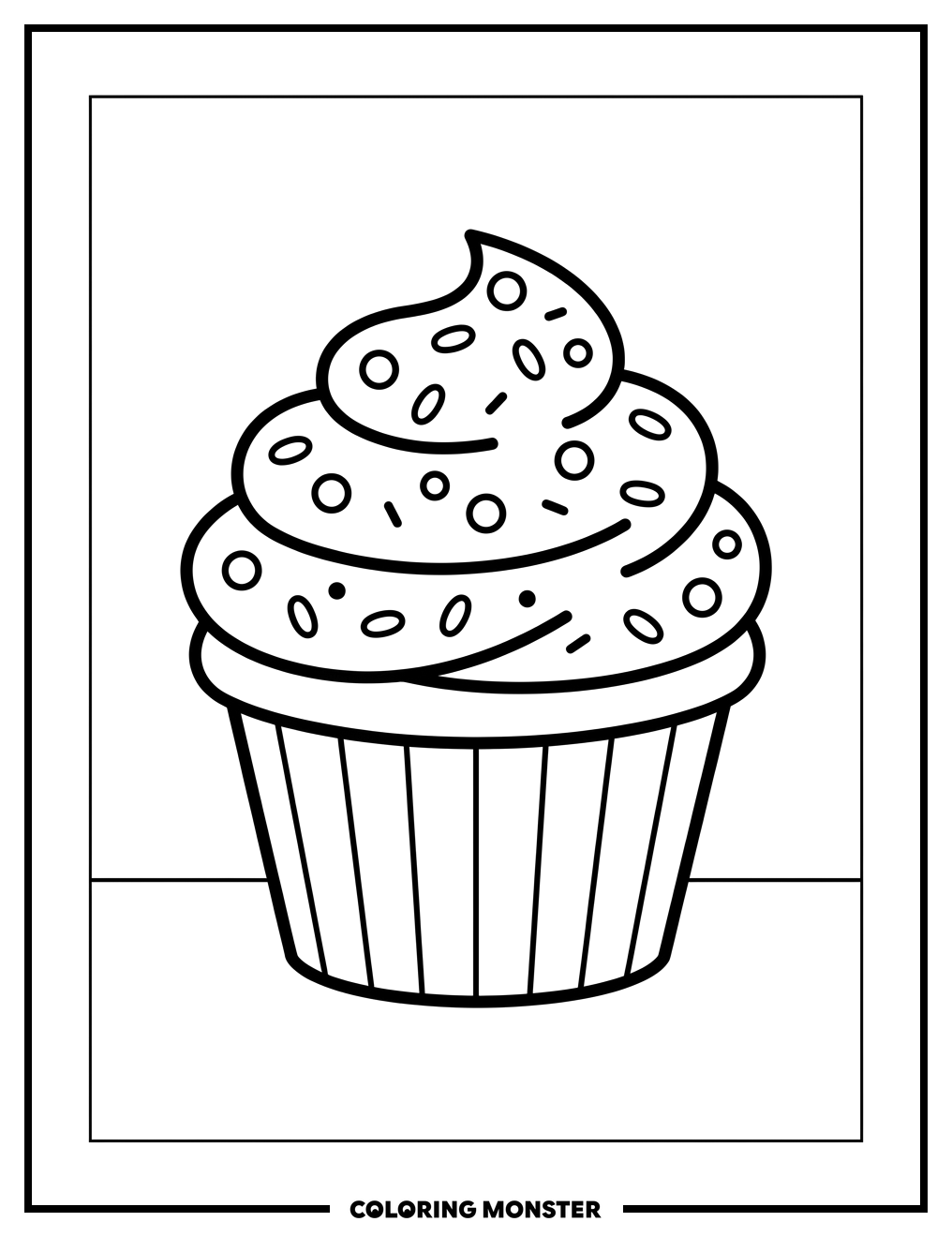 Cupcake with Sprinkles Coloring Page