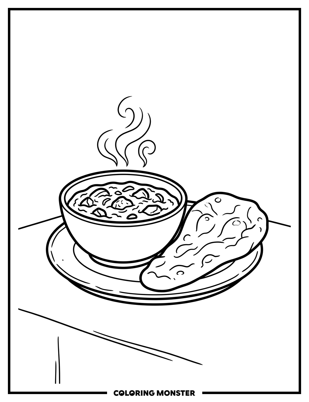 Curry and Naan Bread Coloring Page
