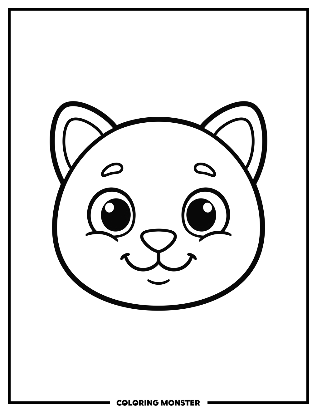 Cute Cartoon Animal Face Coloring Page