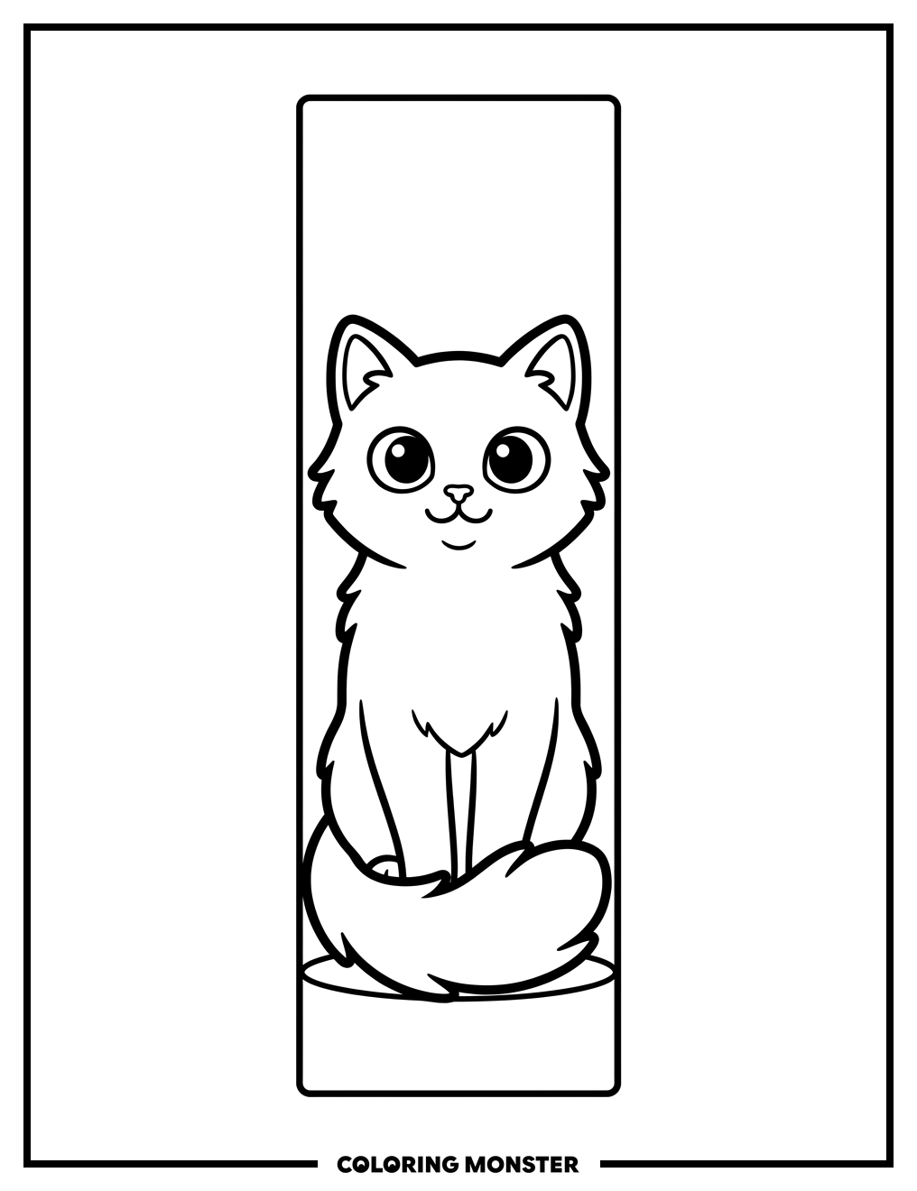 Cute Cat Bookmark Coloring Page