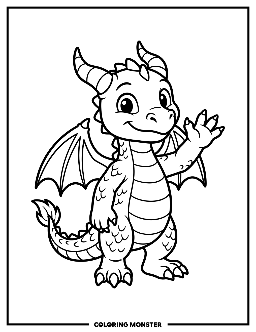Cute Cromie Character Waving Coloring Page
