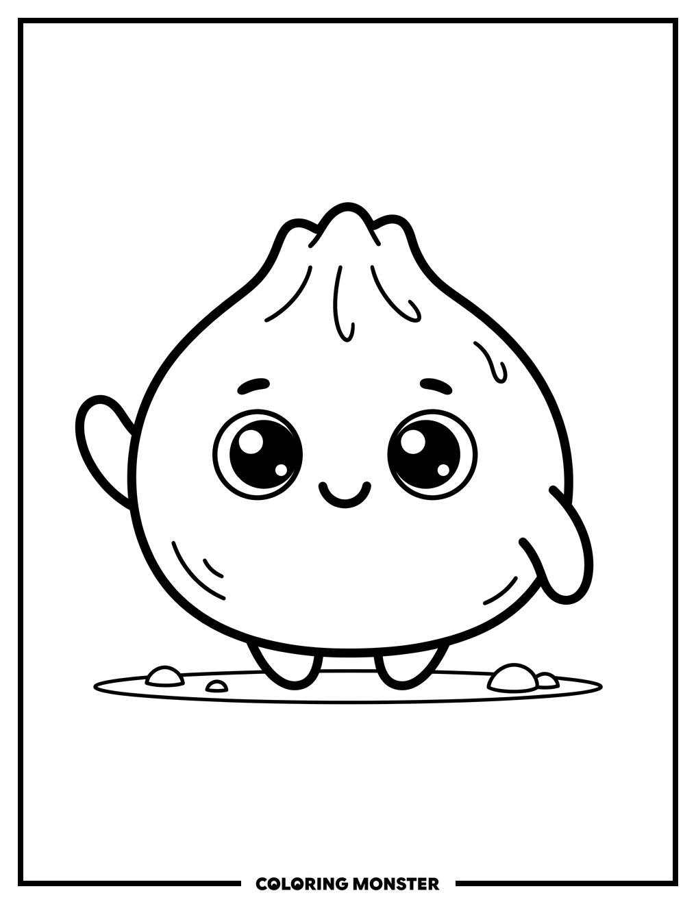 Cute Dumpling Waving Hello Coloring Page