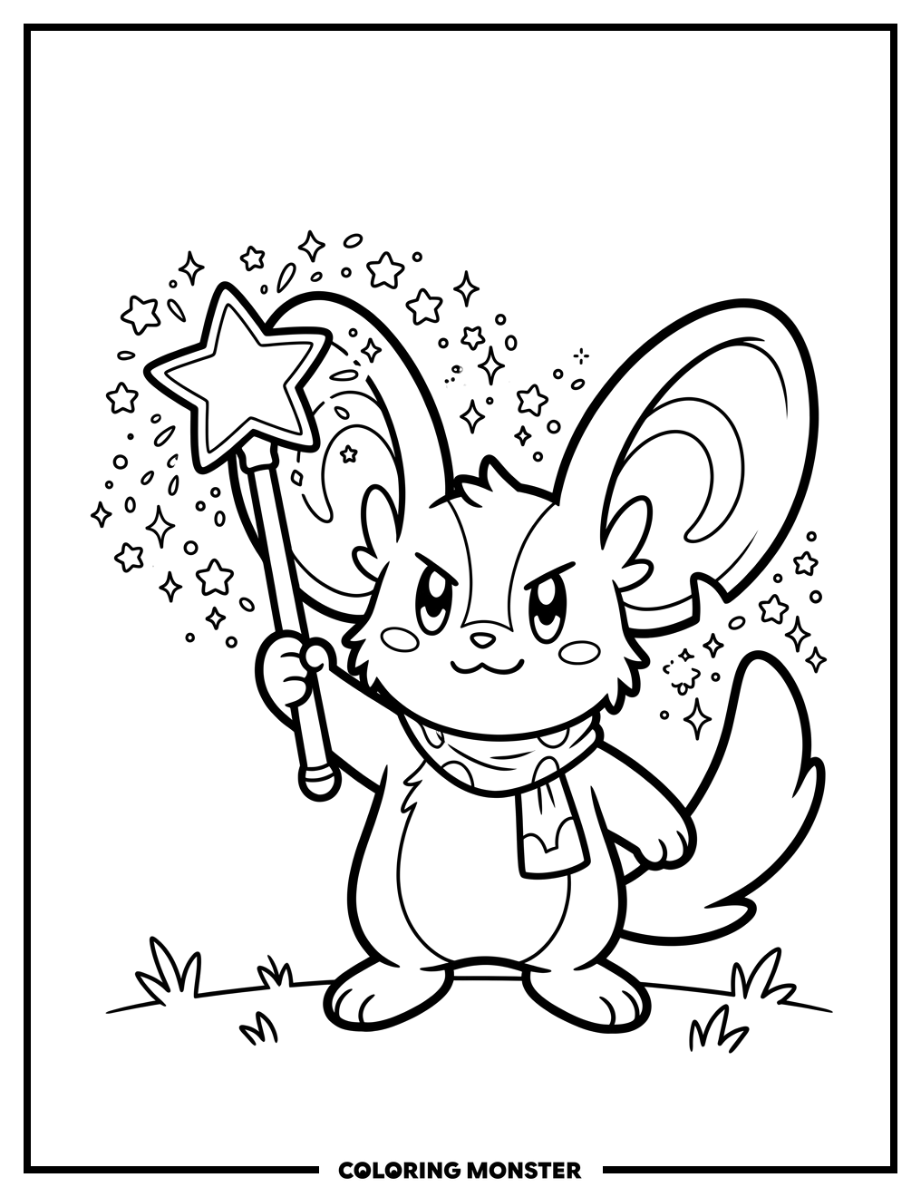 Cute Elfilin with Magic Wand Coloring Page