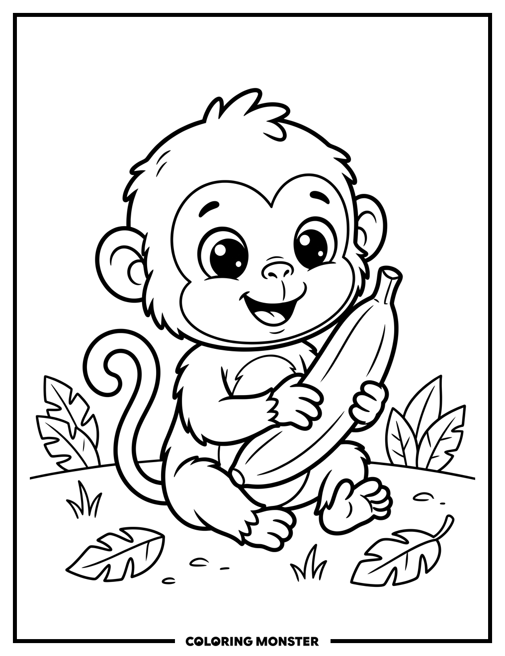 Cute Monkey With Banana