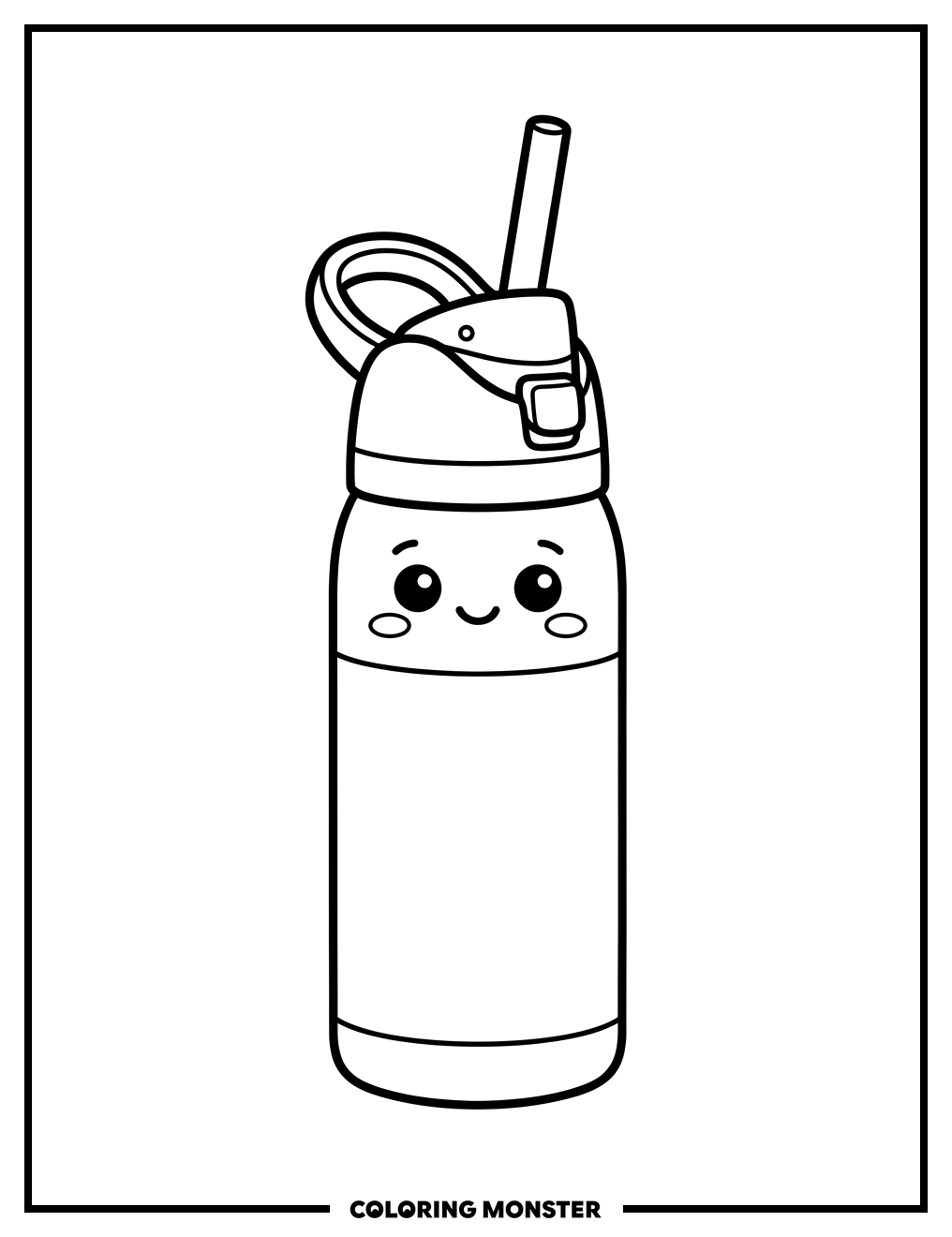 Cute Owala Water Bottle Coloring Page