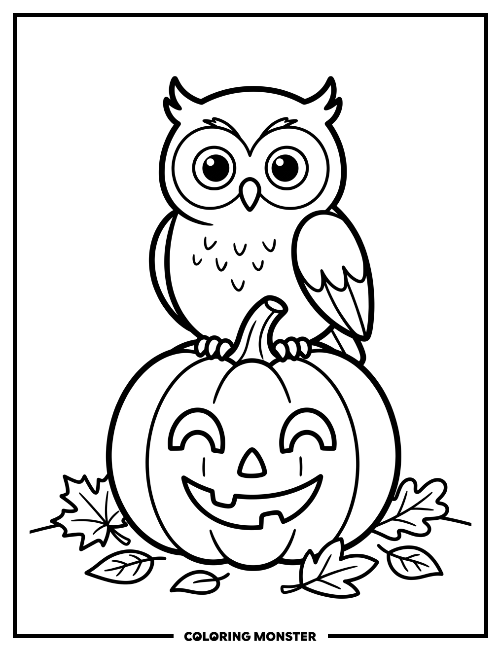 Cute Owl On A Pumpkin Coloring Page
