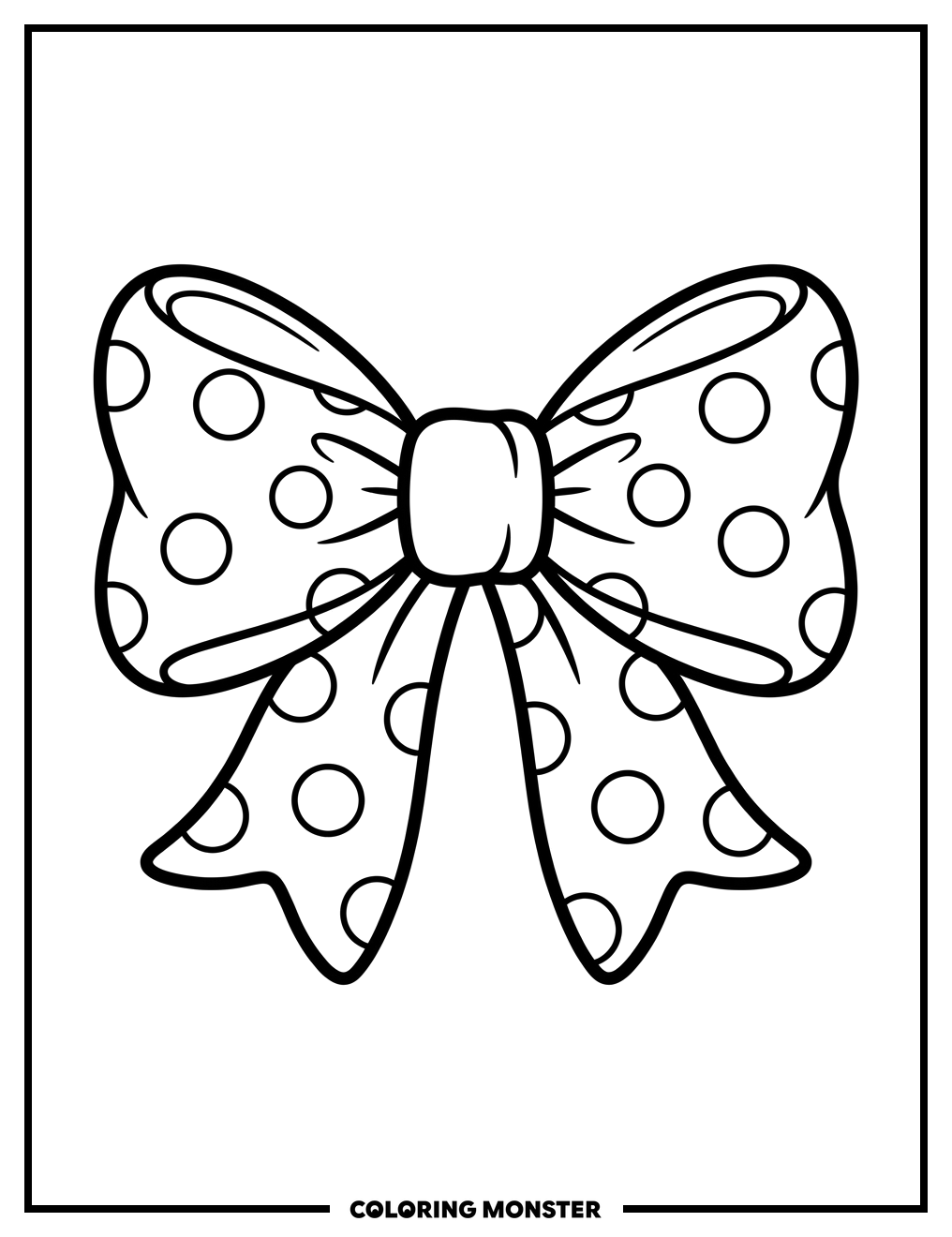 Cute Polka Dot Bow Coloring Page
