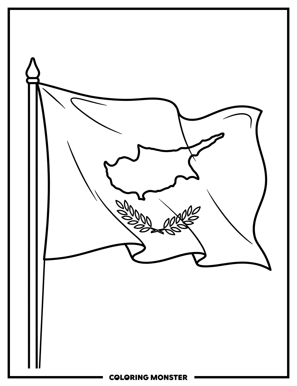 Cyprus Flag Waving Coloring Page
