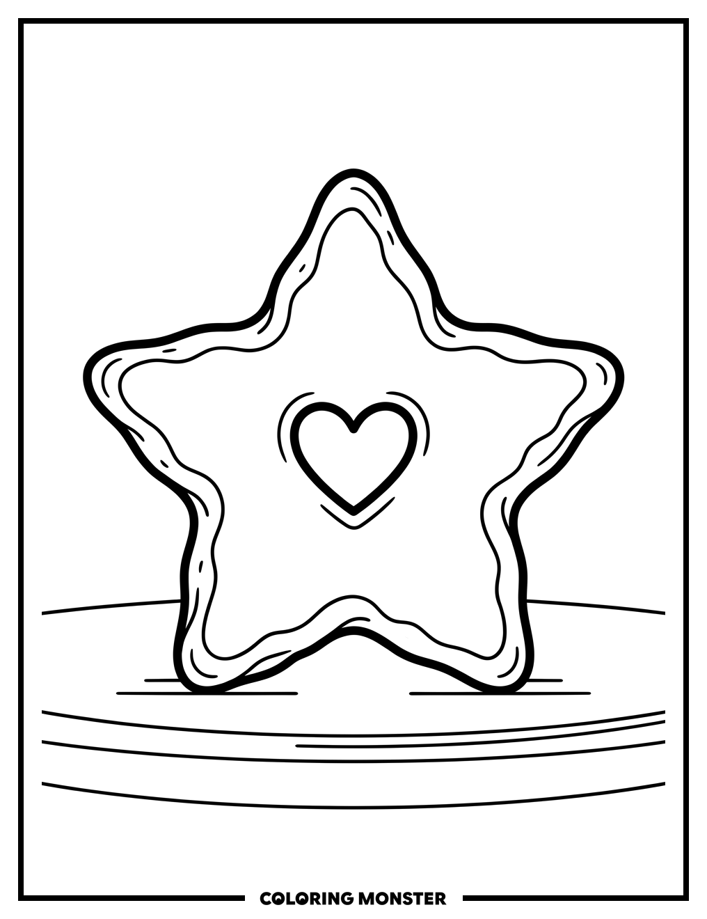 Dalgona Candy With Heart Cutout Coloring Page