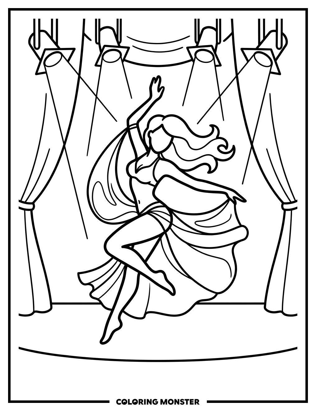Dancer on Stage Coloring Page