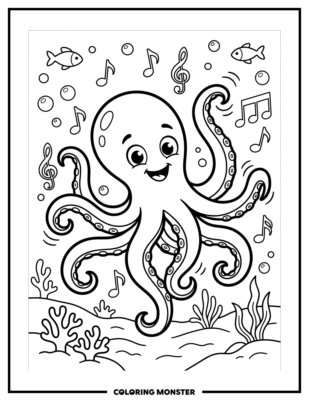 Dancing Octopus Coloring Page
