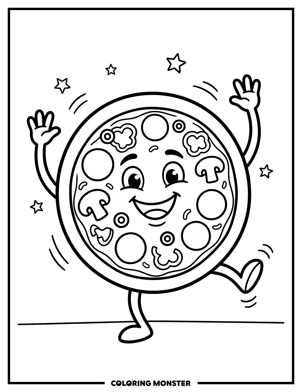 Dancing Pizza Pal Coloring Page