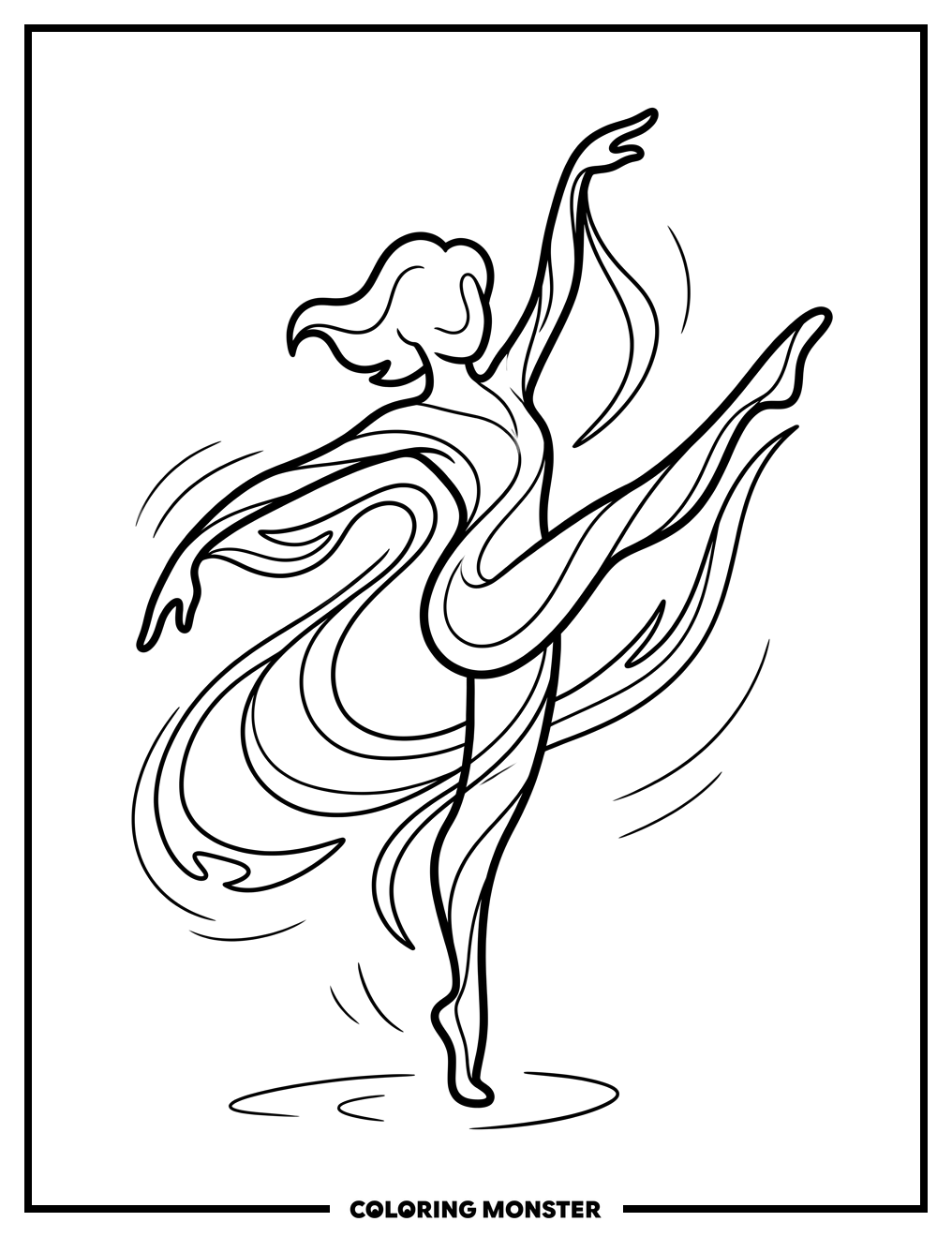 Dancing Shadow Figure Coloring Page