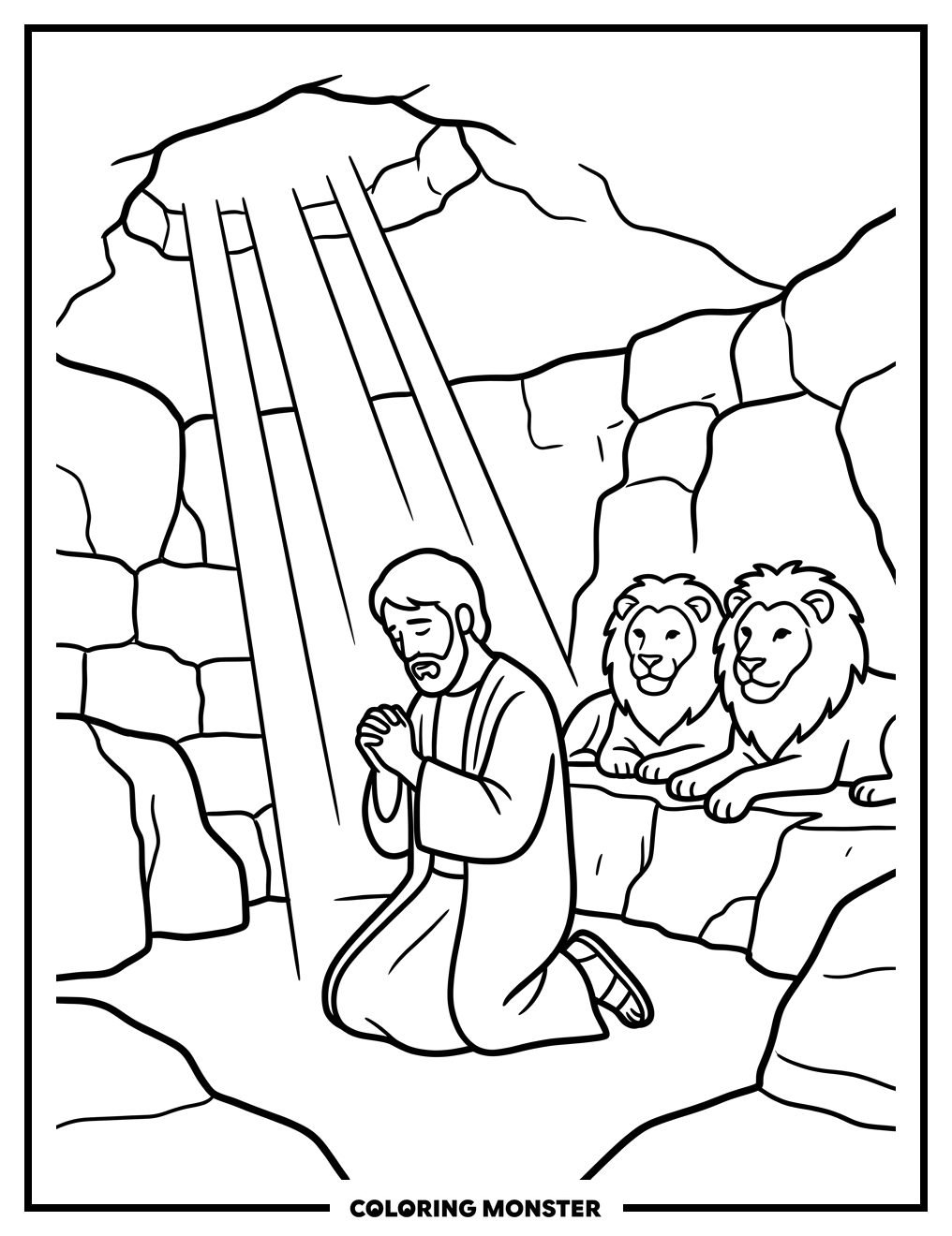 Daniel and the Lions Coloring Page