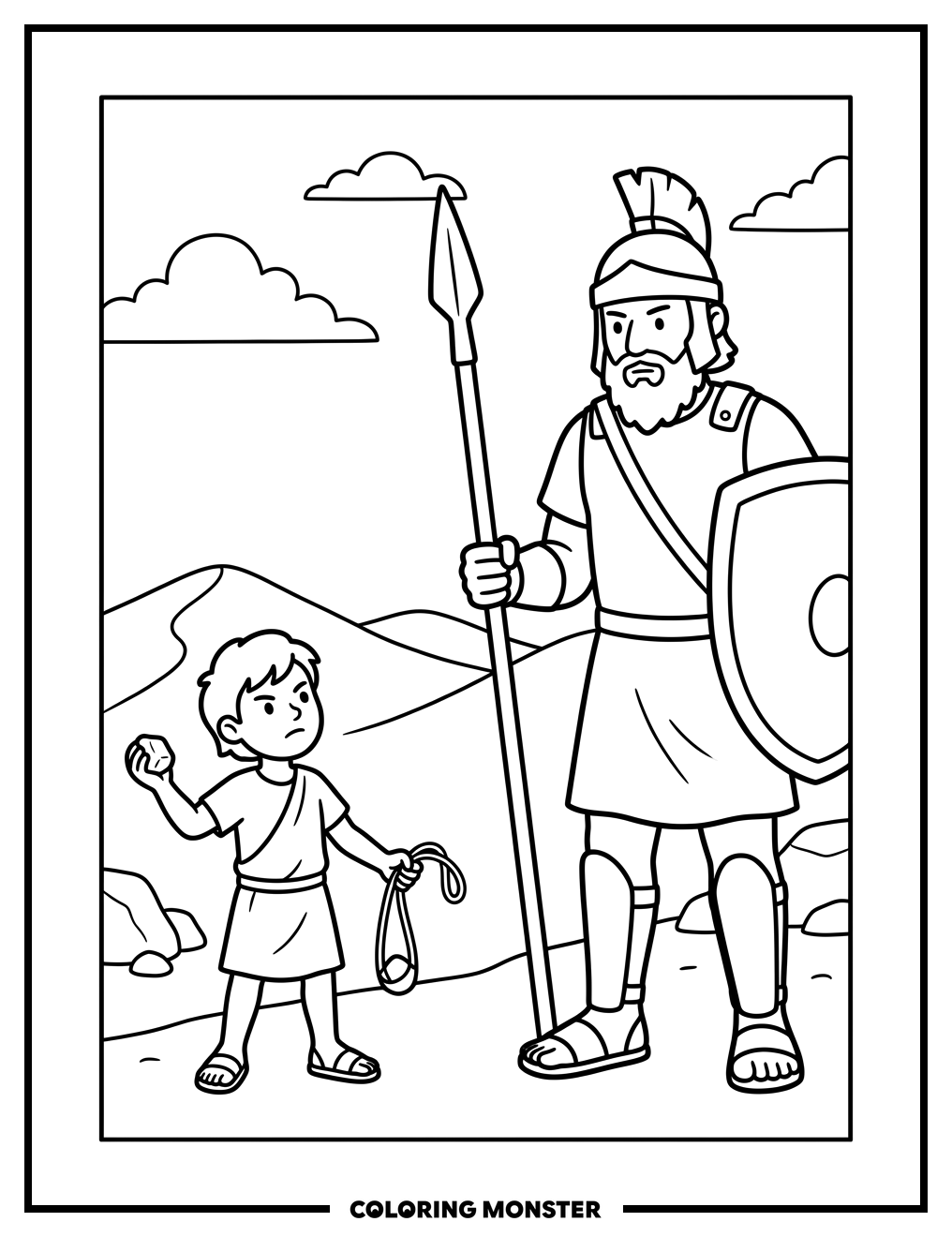 David and Goliath Coloring Page