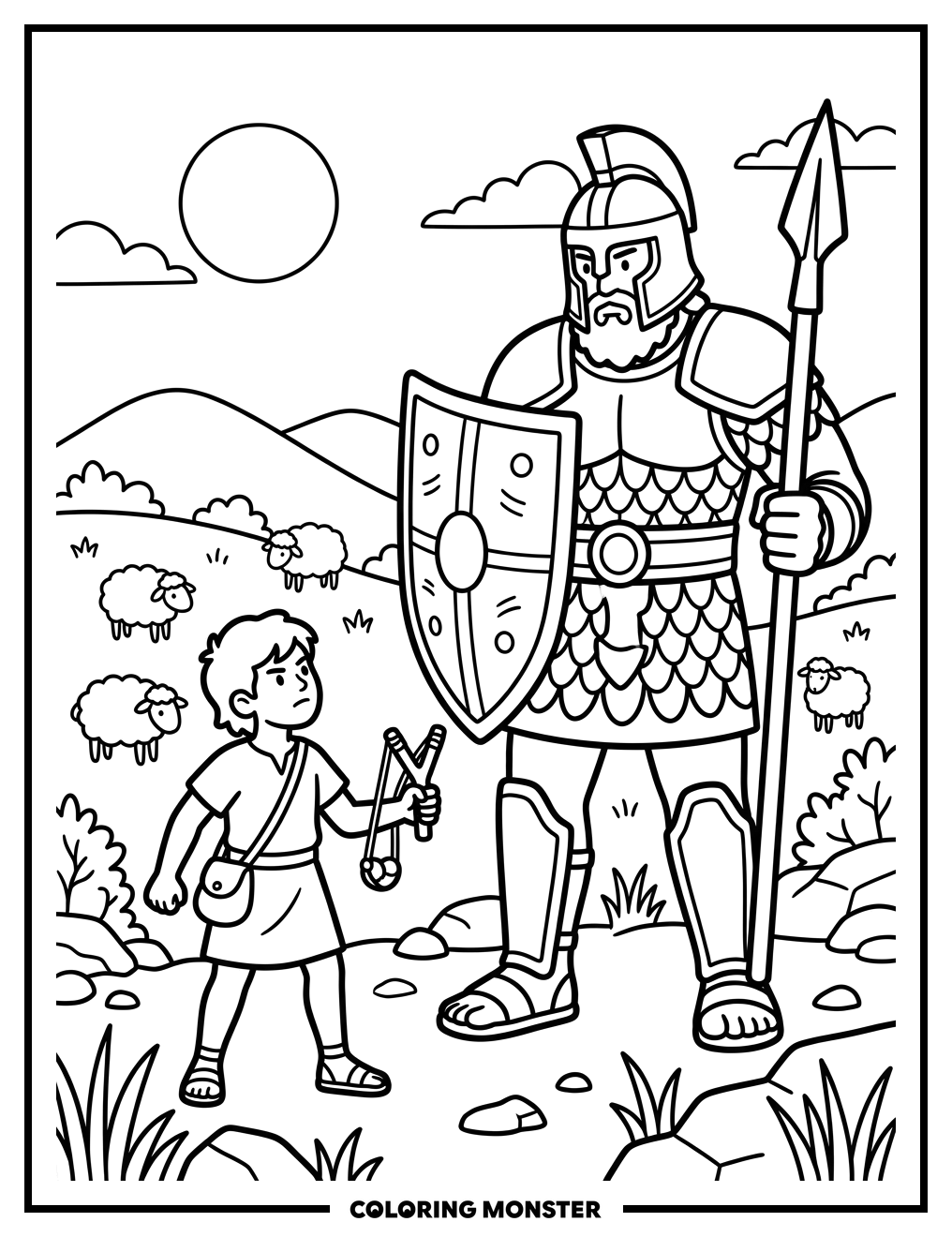 David and Goliath Battle Coloring Page