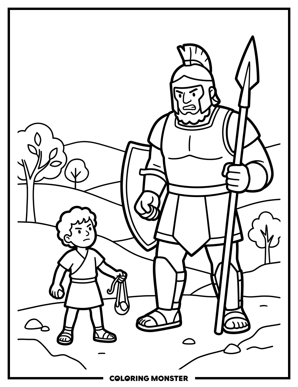 David and Goliath Coloring Page