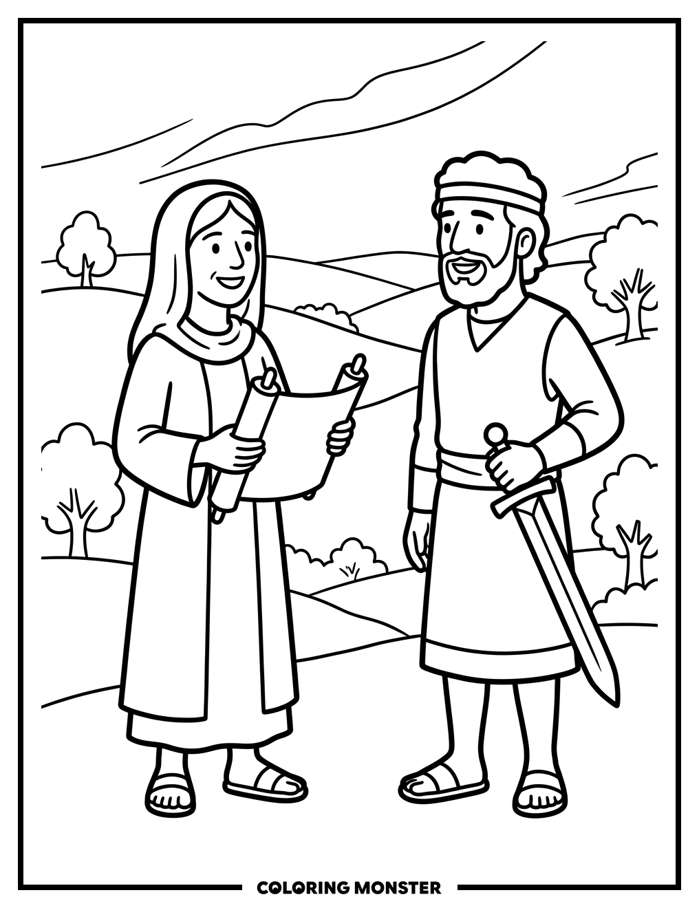 Deborah and Barak Coloring Page