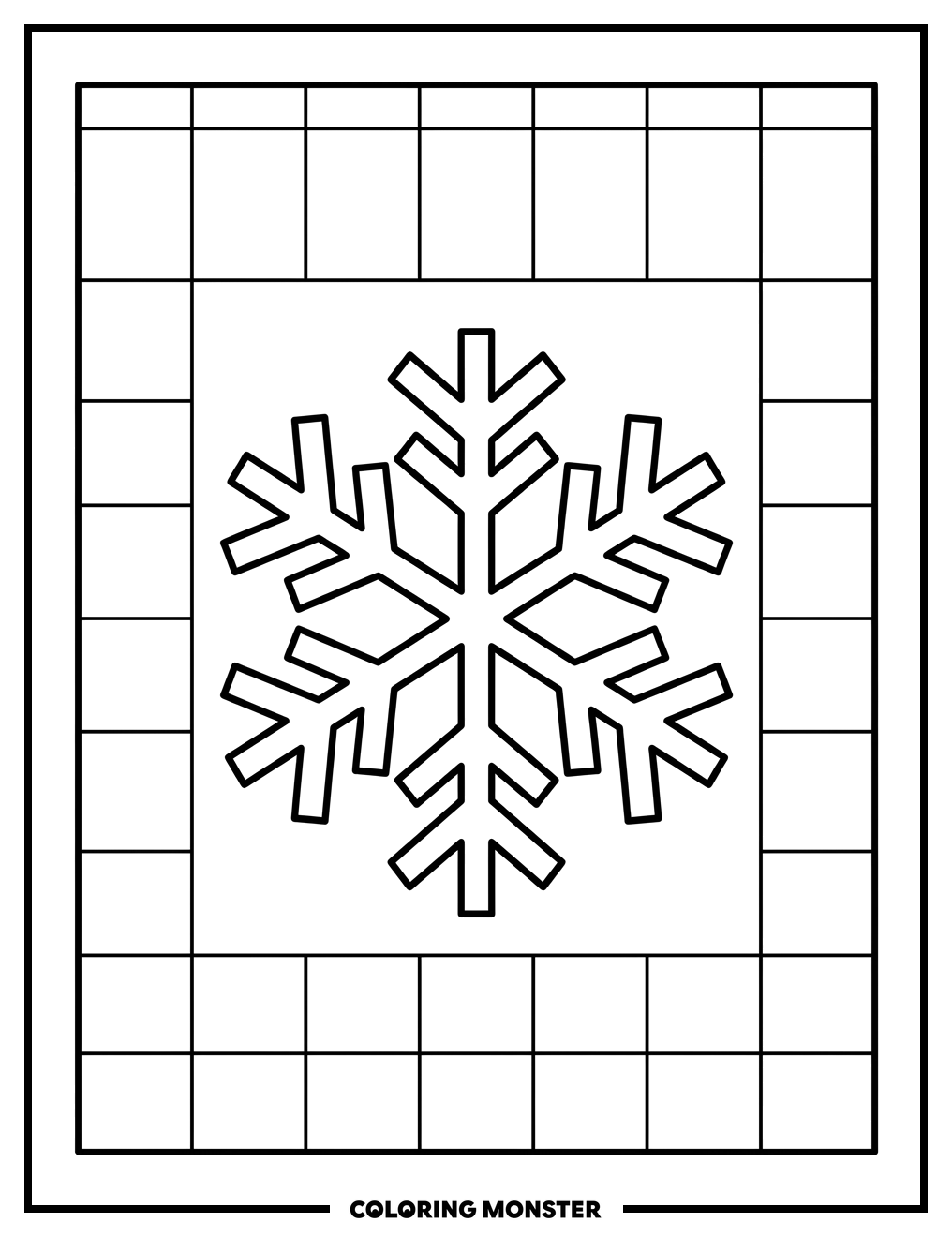 December Snowflake Calendar Coloring Page