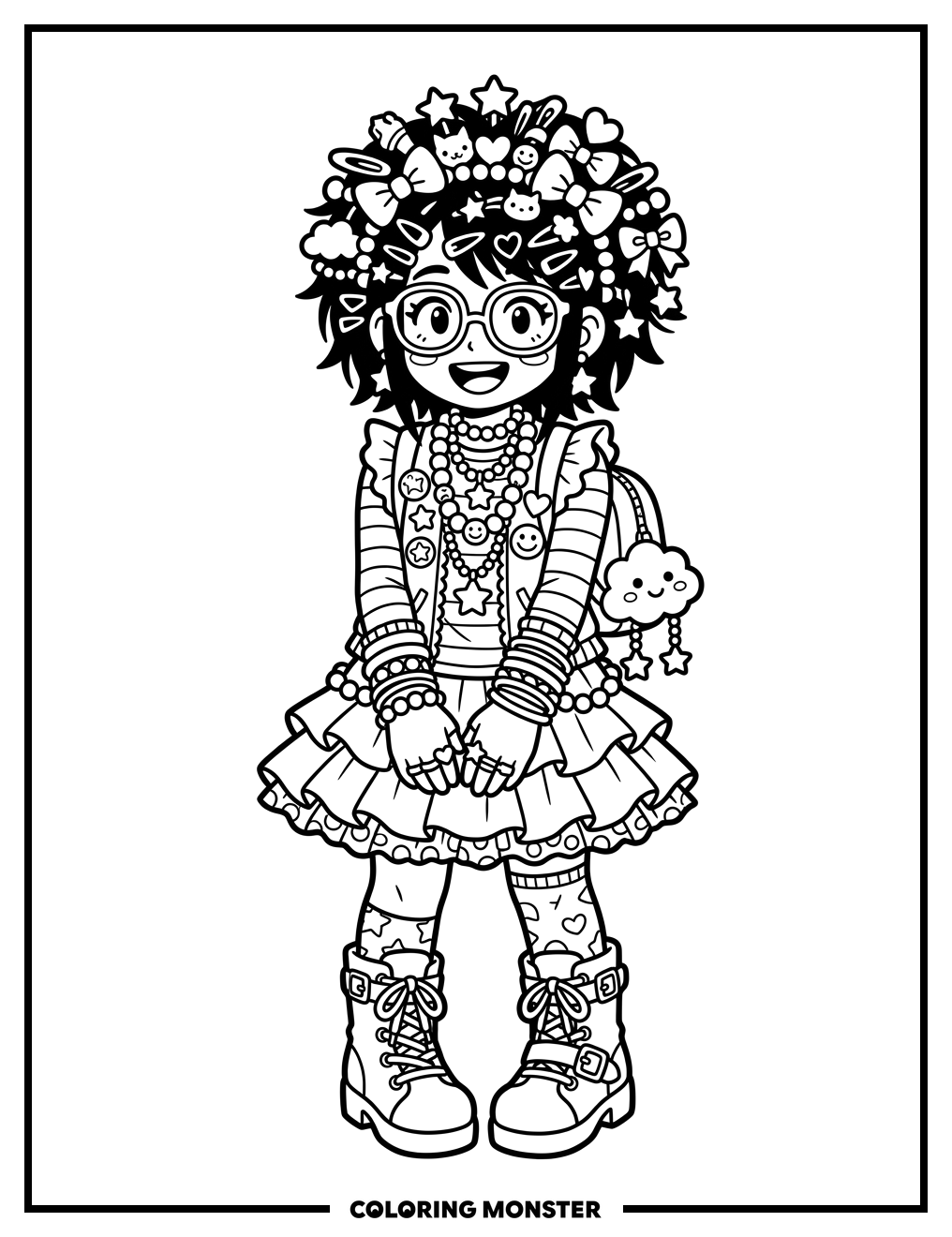 Decora Girl With Many Accessories Coloring Page