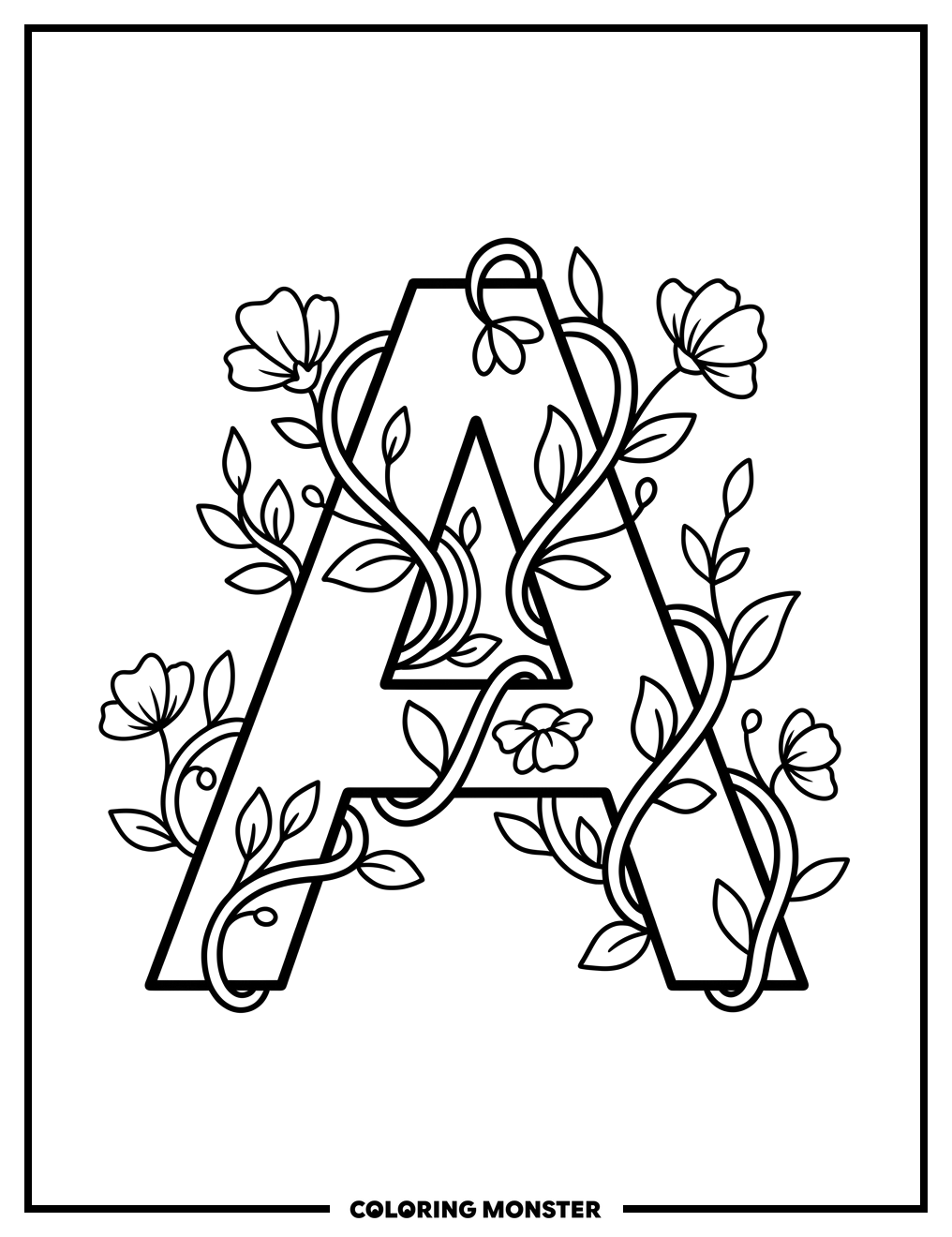 Decorated Capital Letter Coloring Page