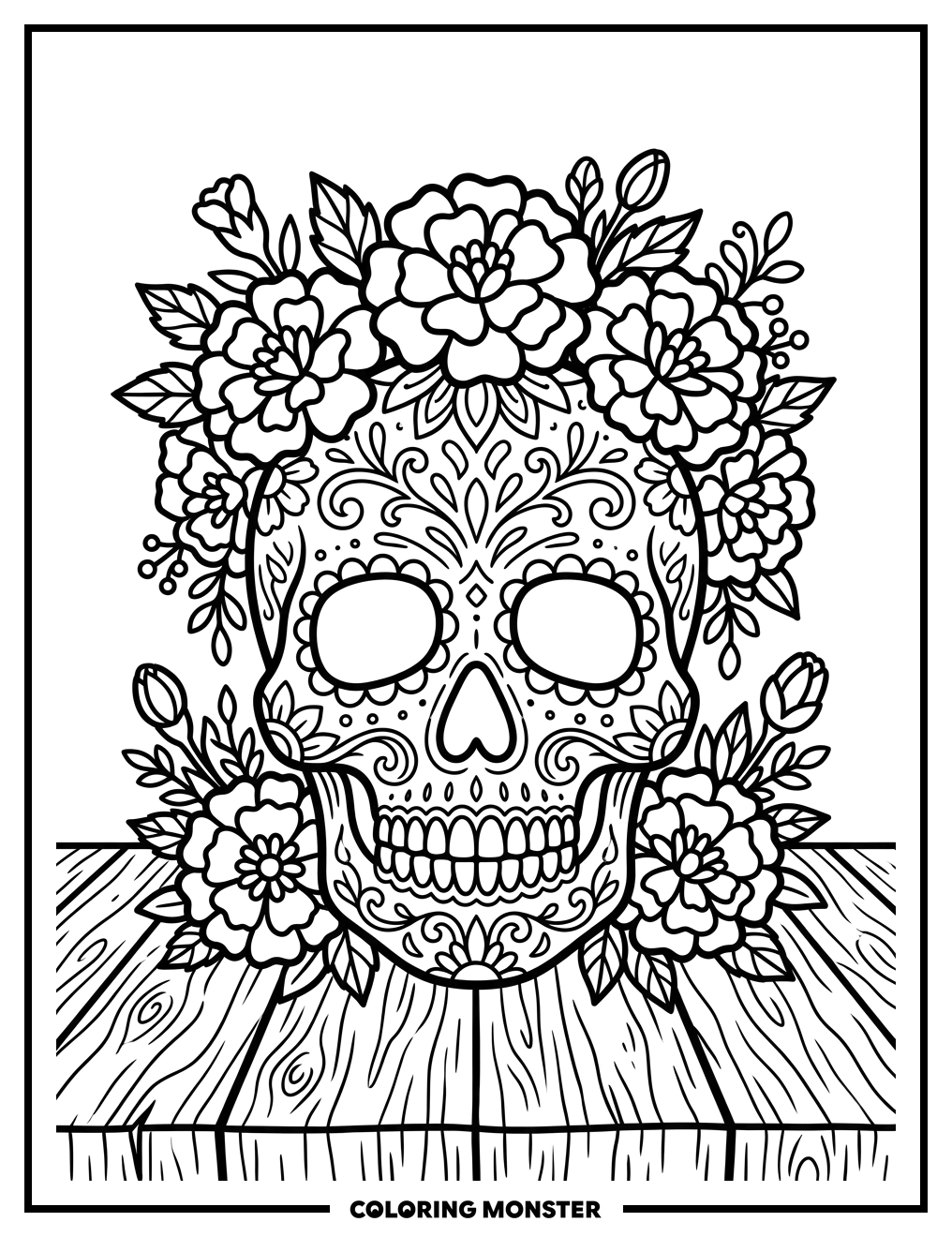 Decorated Skull Mask Coloring Page