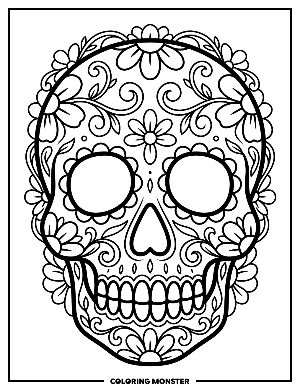 Decorated Sugar Skull Coloring Page