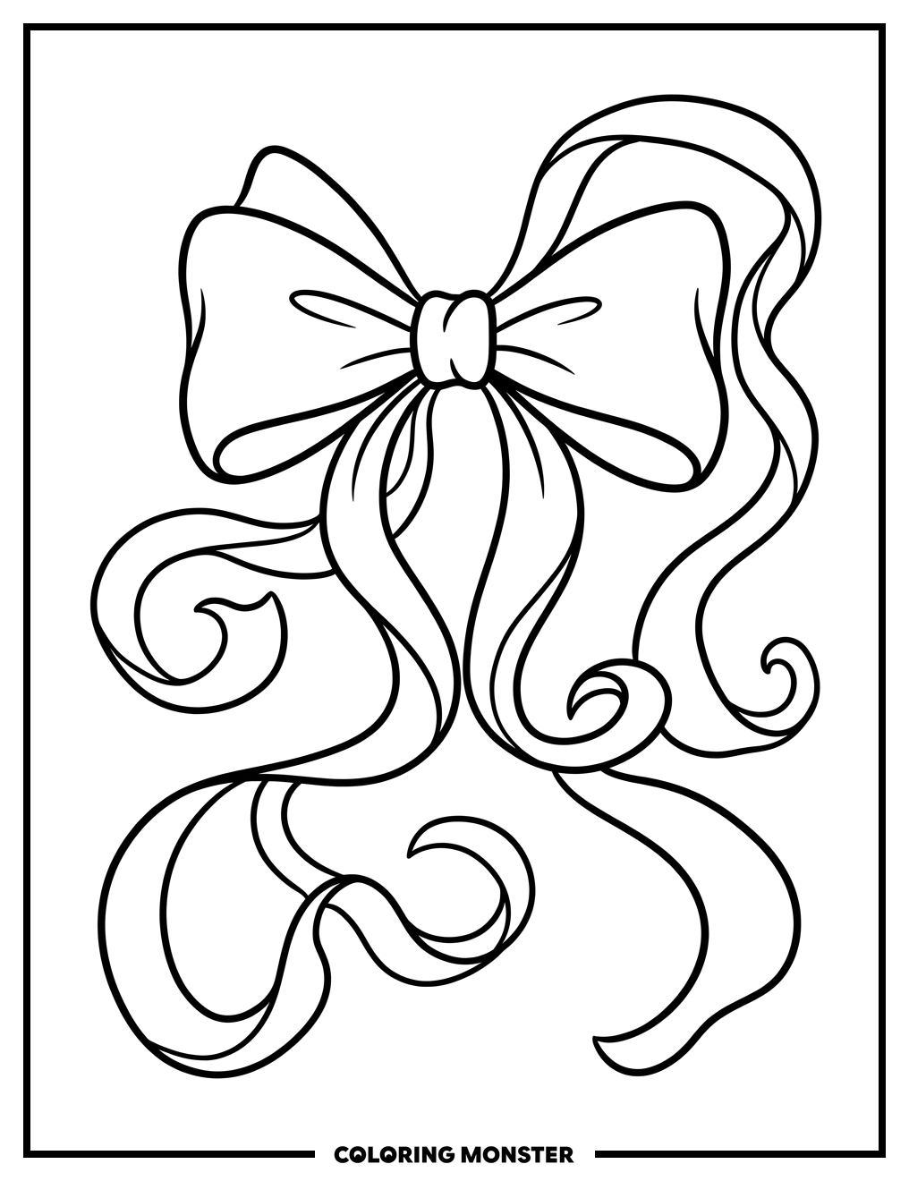 Decorative Bow With Curled Ribbons Coloring Page