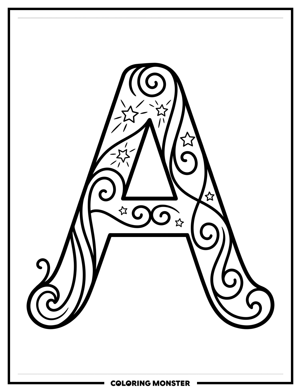 Decorative Letter A Coloring Page