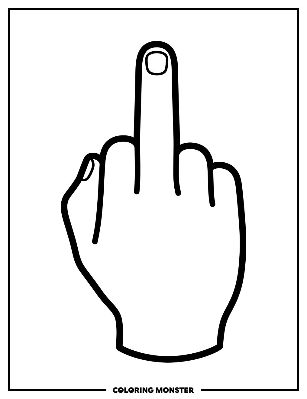 Defiant Hand Gesture Silhouette Coloring Page