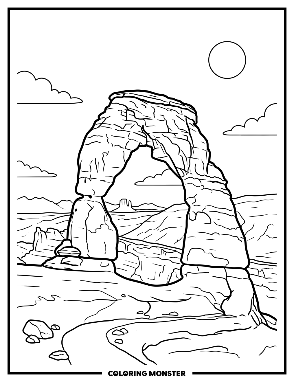 Delicate Arch in Arches National Park Coloring Page