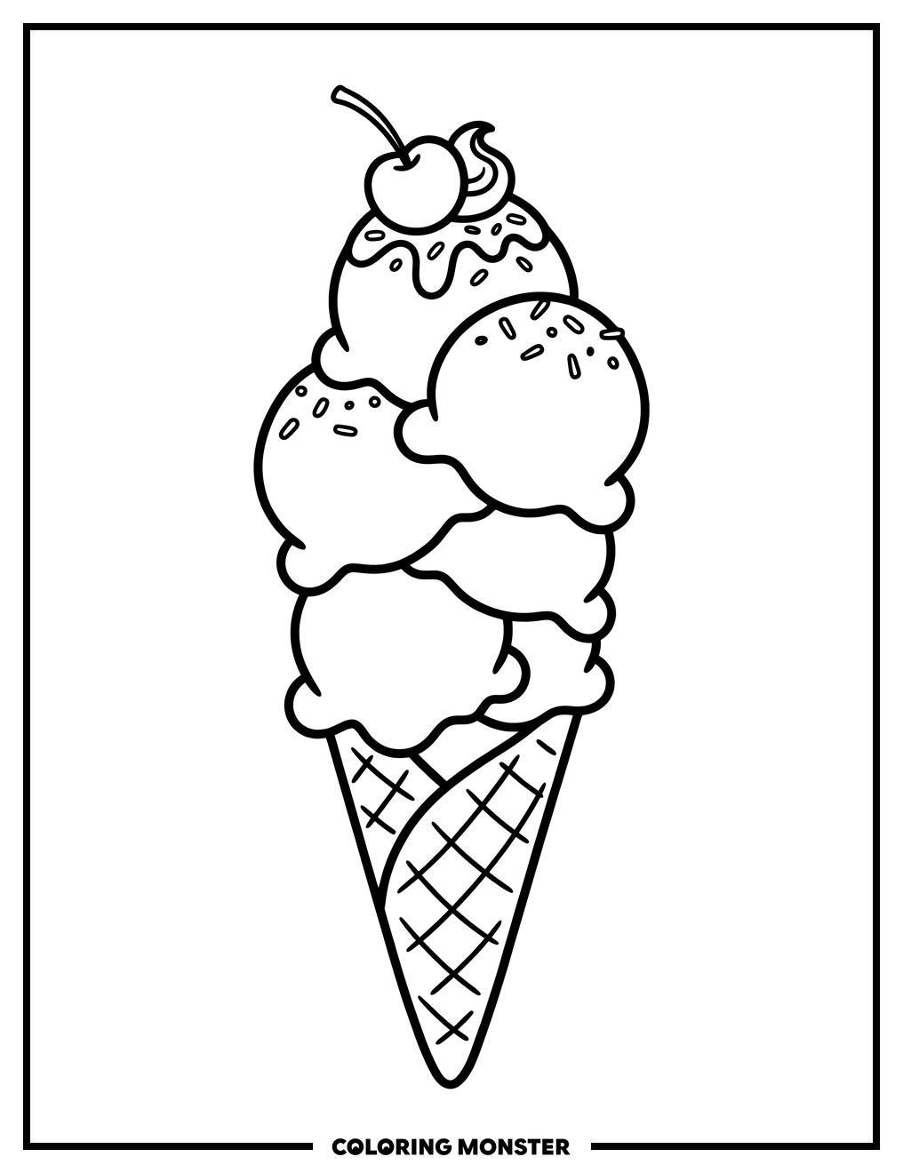 Delicious Ice Cream Cone Coloring Page
