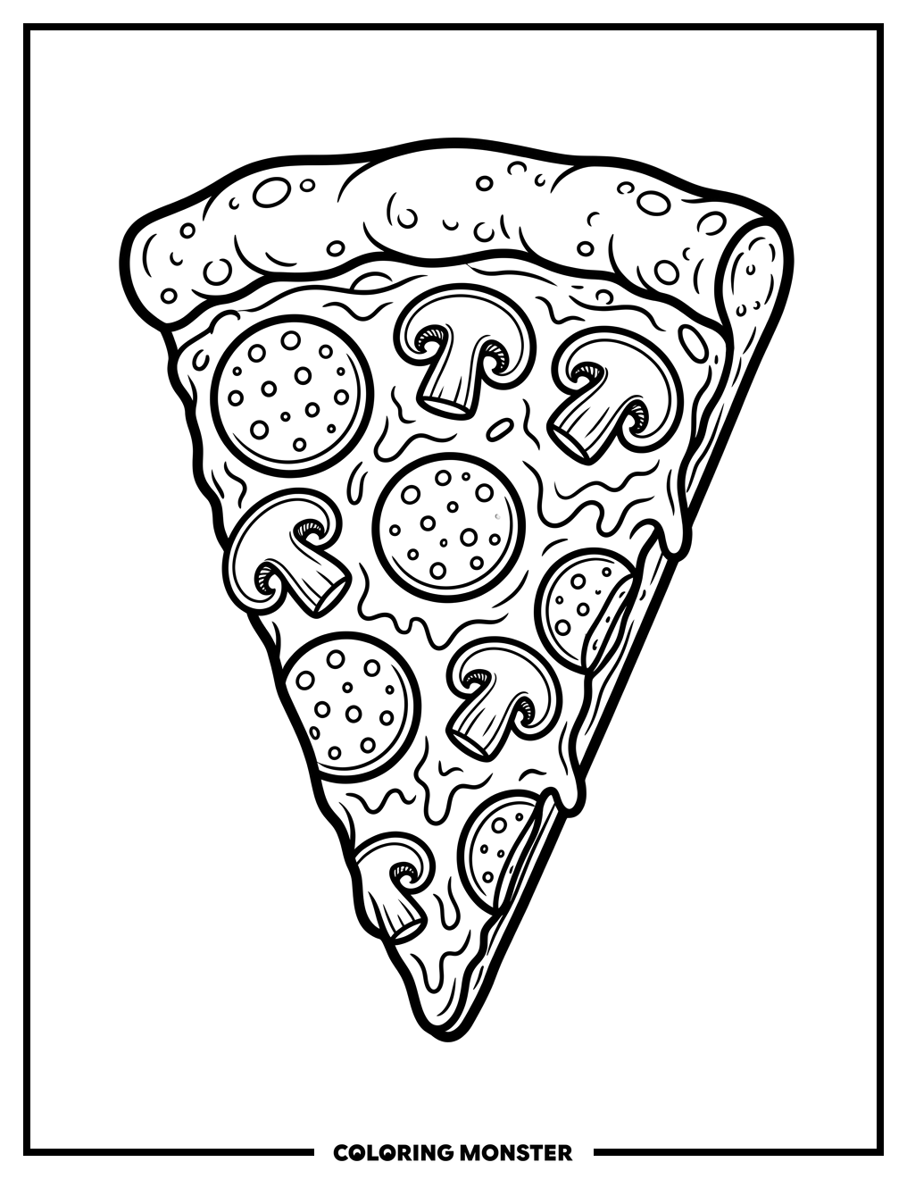 Delicious Slice of Pizza Coloring Page