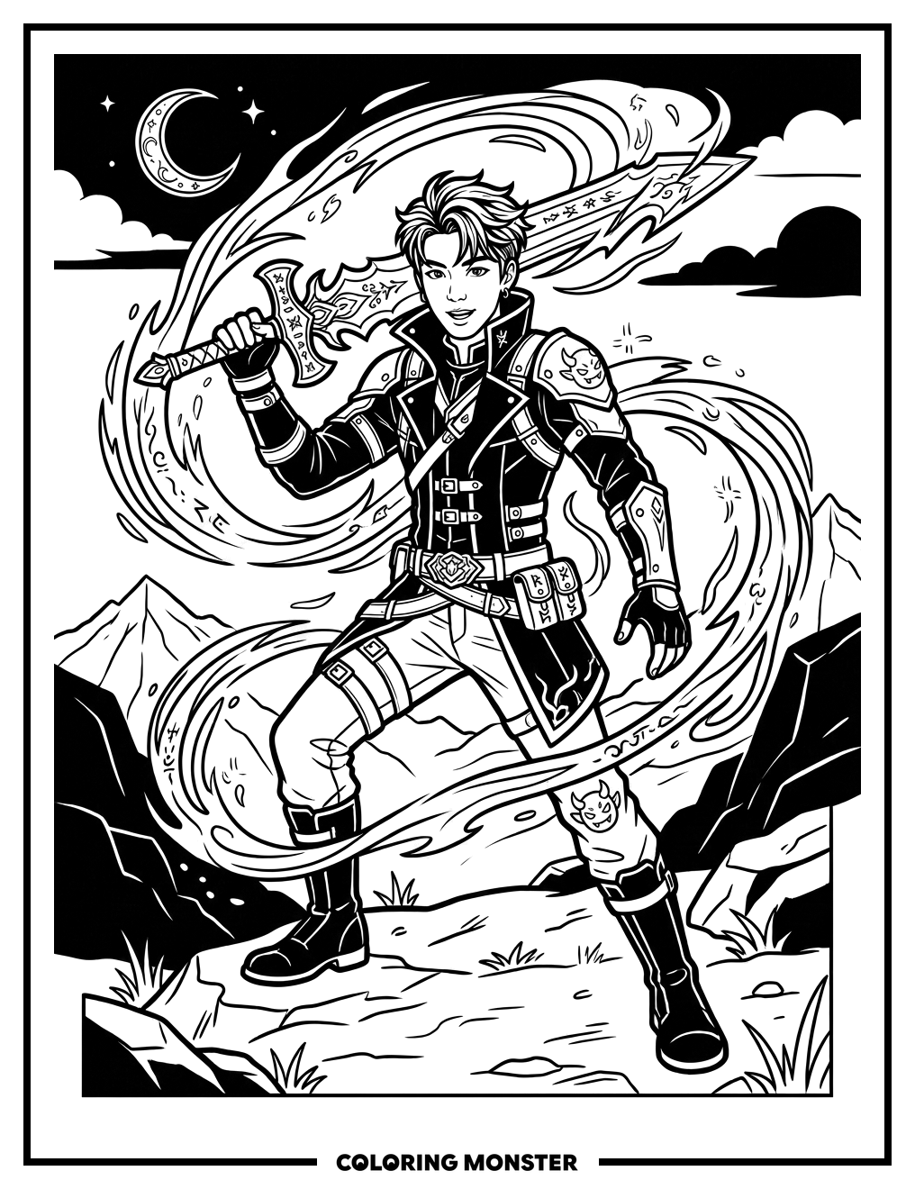 Demon Hunter K-Pop Idol Coloring Page