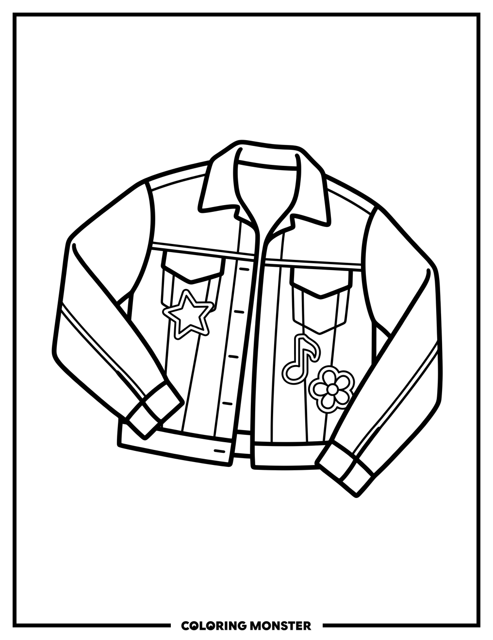 Denim Jacket With Patches Coloring Page
