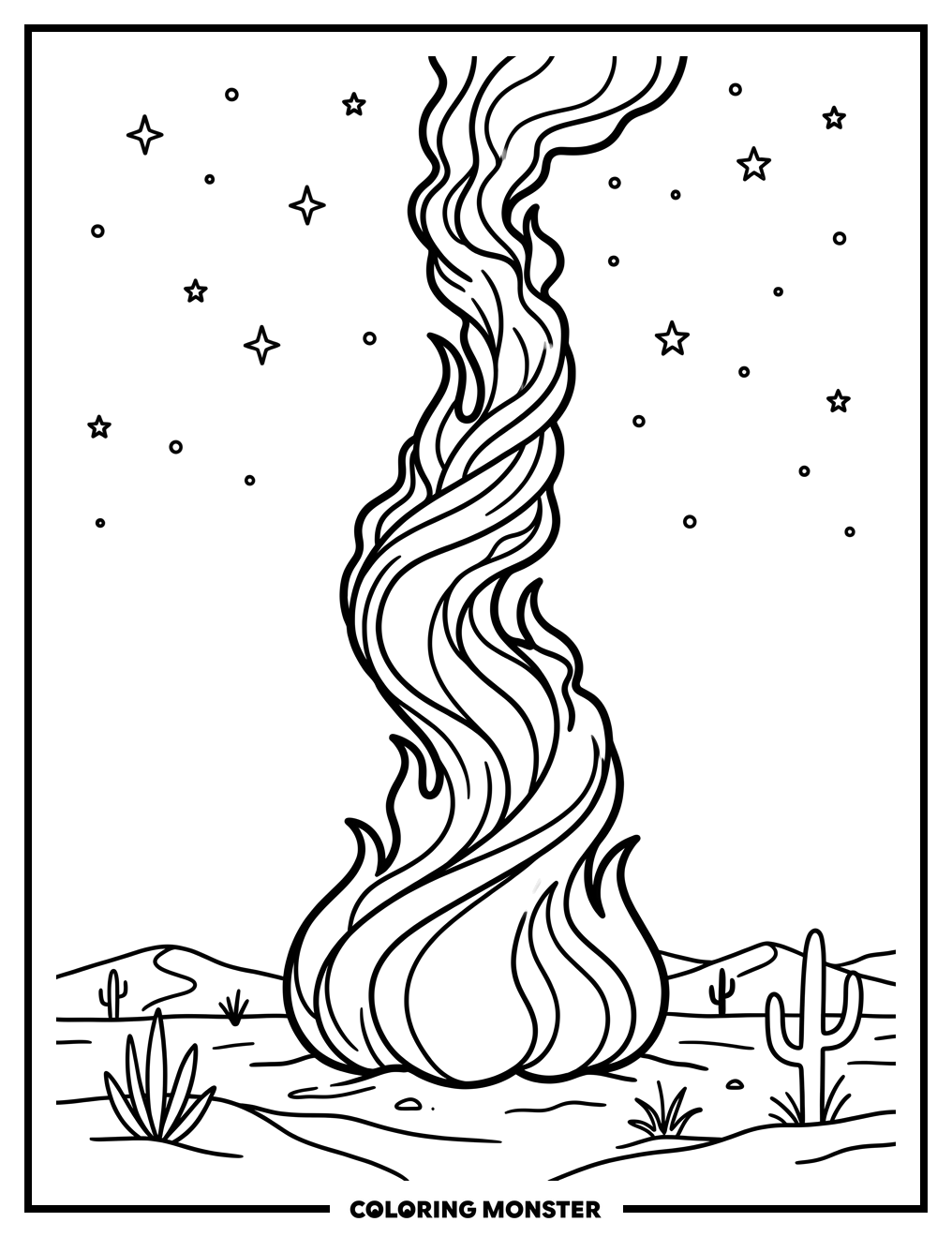 Desert Fire Pillar Coloring Page