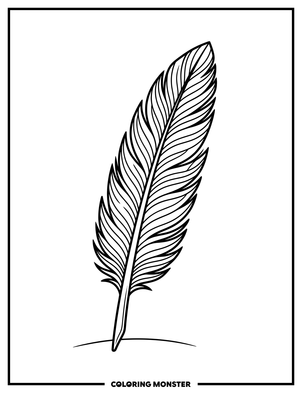 Detailed Feather on Surface Coloring Page