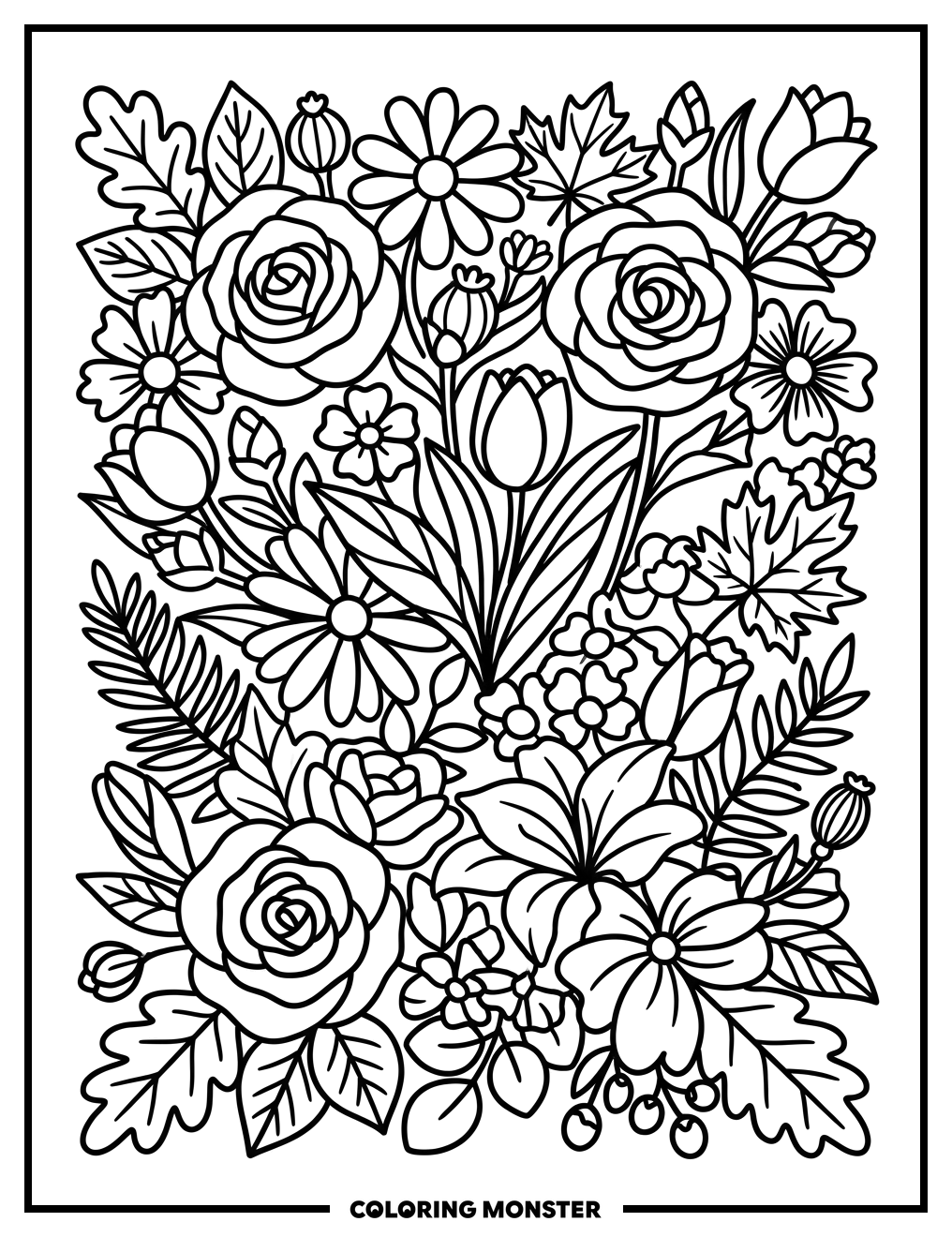 Detailed Floral Pattern Coloring Page