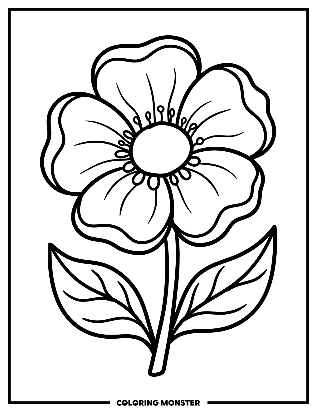 Detailed Hand-Drawn Flower Coloring Page