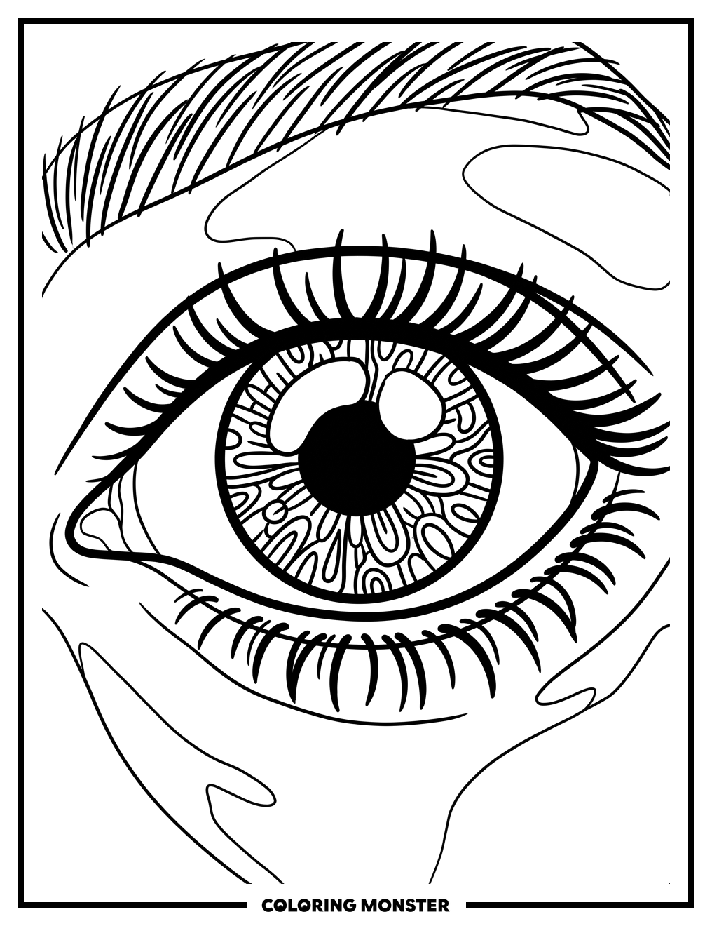 Detailed Human Eye Close-Up Coloring Page