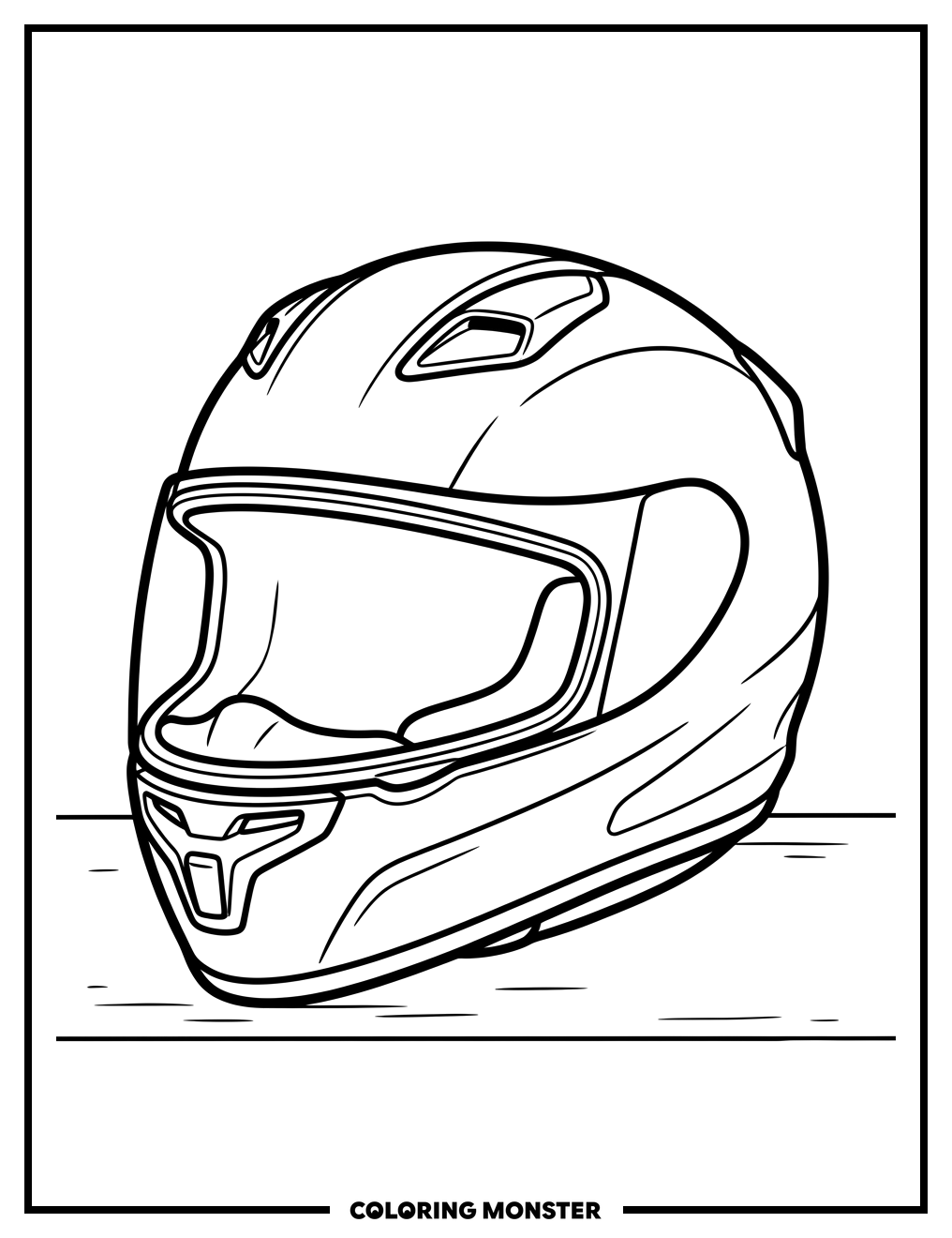 Detailed Motorcycle Helmet Coloring Page