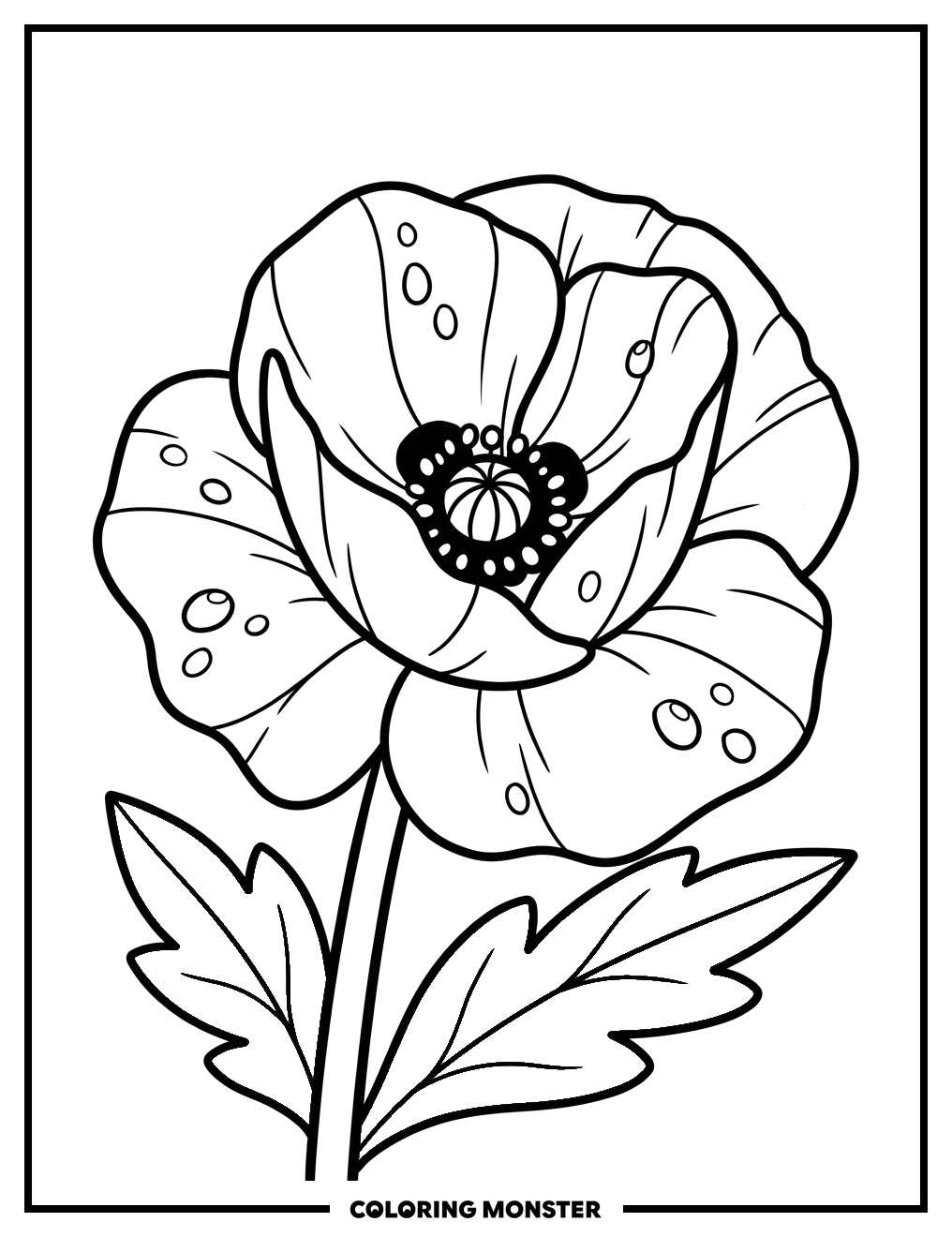 Detailed Poppy Flower Coloring Page